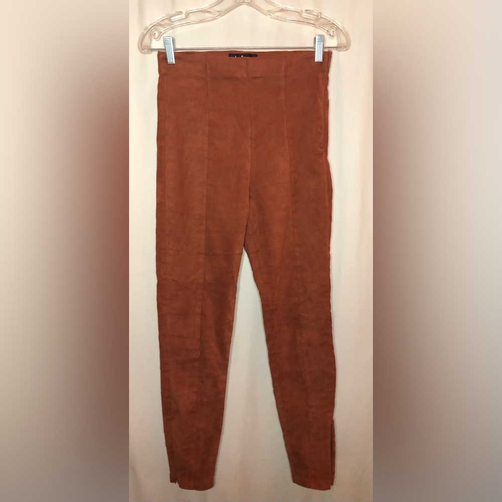 Dear Friends Rust Red Vegan Suede High Waisted Pants